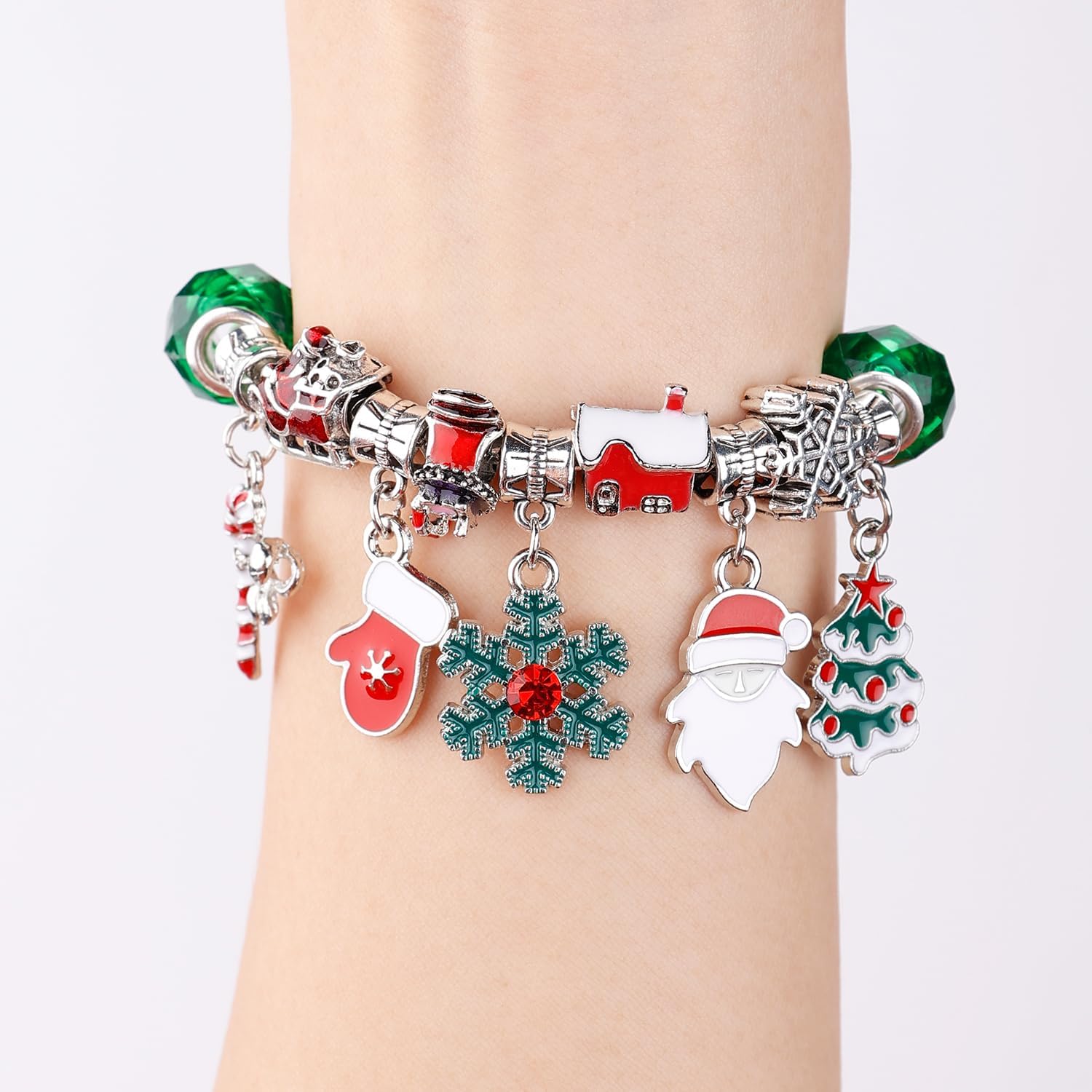 PEUTIER 24pcs Christmas Advent Calendar Bracelet Set - DIY Charm Bracelets with 22 Beads for Festive Countdown
