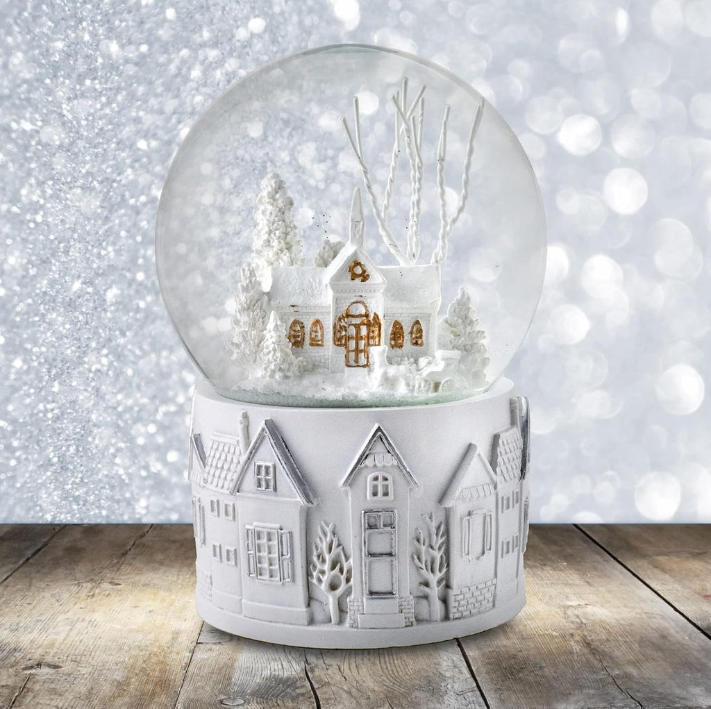 San Francisco Music Box Company - 100MM White Christmas Scene Snow Globe | Festive Holiday Decor