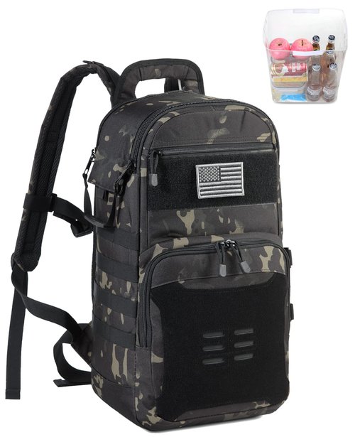 DBTAC Tactical Lunch Backpack, Large Lunch Cooler for Men Women | Backpack Coolers insulated for Work Picnic Travel (Charcoal Camo, 24-Cans)