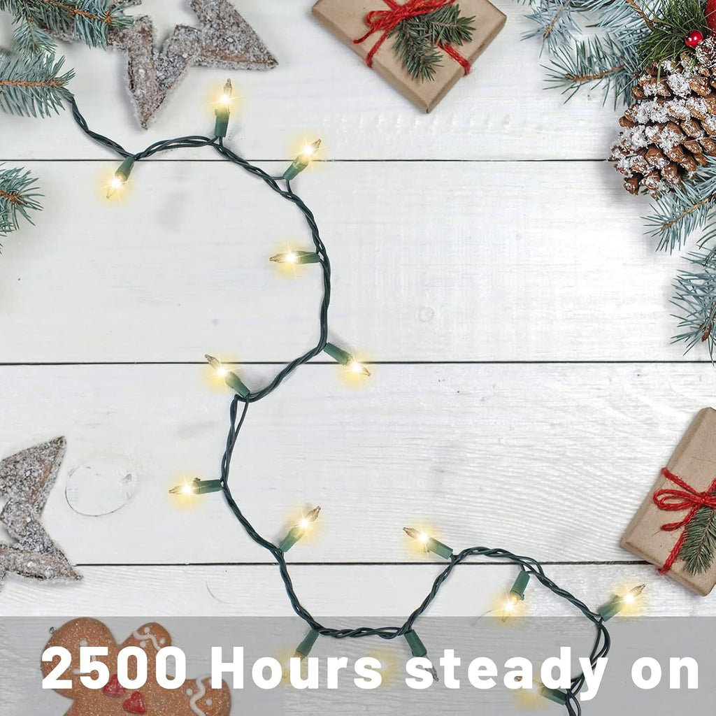Yiaht Christmas Lights - 20Ft 100 Count Mini Waterproof Incandescent Bulbs for Indoor/Outdoor Decor