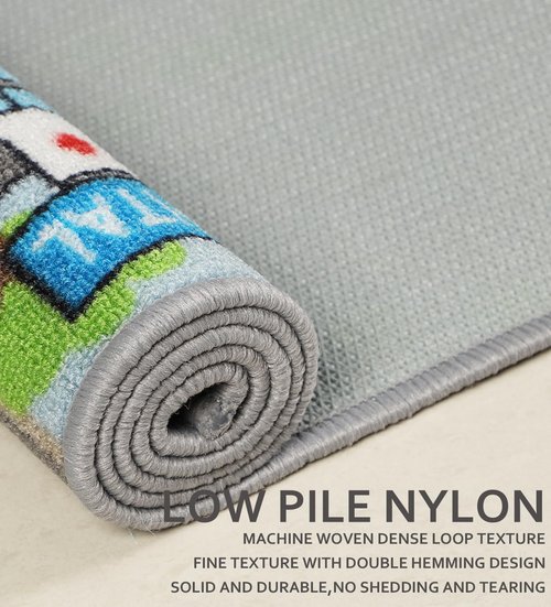 Kids Carpet Playmat Rug 5'2''x3'3'', Kids Rugs for Bedroom, Non-Slip Town City Road Map Car Rugs for Kids Toy Cars, Track Carpet Play Rug for Playroom Classroom Decor (Sky Blue)