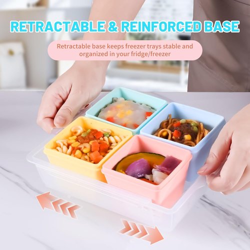 Gemice Silicone Freezer Molds - BPA-Free 8-Pack Soup Cube Trays with Lids | Oven & Dishwasher Safe