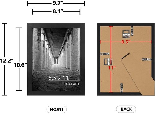 DOAI ART Certificate Frame - 8.5x11 Diploma & Document Display - 2-Pack, Black for Wall & Tabletop