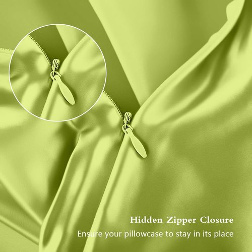 Mulberry Silk Pillowcase - Queen Size for Hair & Skin | Natural Satin with Zipper, Olive Green