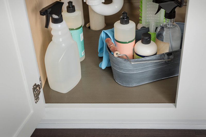 EasyLiner Clear Classic Under Sink Shelf Liner for Kitchen & Bathroom Cabinets - Easy-to-Install & Easy-to-Clean, Non-Slip Surface - Durable Plastic Shelf Liner - 24 in x 4 ft - Black