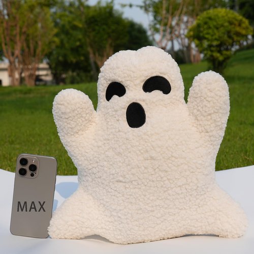 Yopcuvi Ghost Pillow - Halloween Bedding, Ghost-Shaped Throw Pillow (15.7 inches)