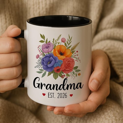 Vivulla68 Promoted To Grandma 2026 Mug With Matching Card - Pregnancy Announcement For New Grandmother, Nana, Gigi, Mimi - Mothers Day, First Time Grandma Gift; Grandmother Baby Announcement