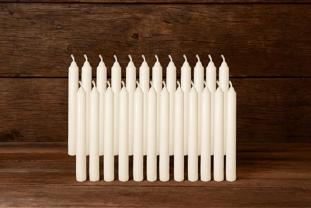 Skiennix 20 Pcs White Chime Candles - 4” x 0.5” Mini Taper Candles for Holiday Decor & Rituals