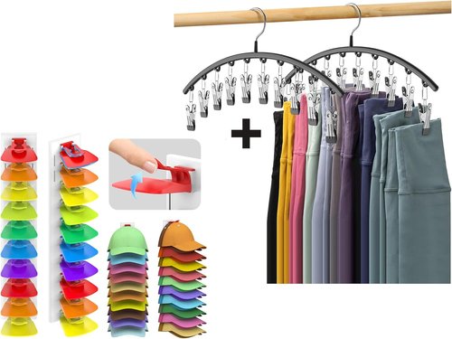 Metal Legging Organizer & Space-Saving Hat Rack - Holds 20 Leggings & 40 Caps | Ideal Storage Solution