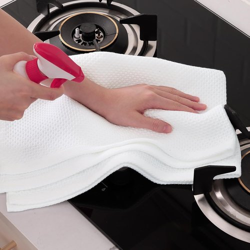 Homaxy 100% Cotton Kitchen Dish Towels - Ultra Soft & Absorbent Quick Drying, 20 x 28 Inches, 4-Pack | White