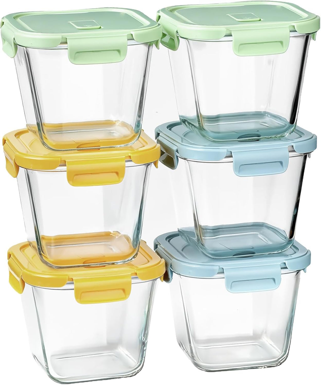 Regine Switzerland Glass Soup Containers - 32oz Borosilicate Storage with Airtight Lids | 6 Pack for Meal Prep