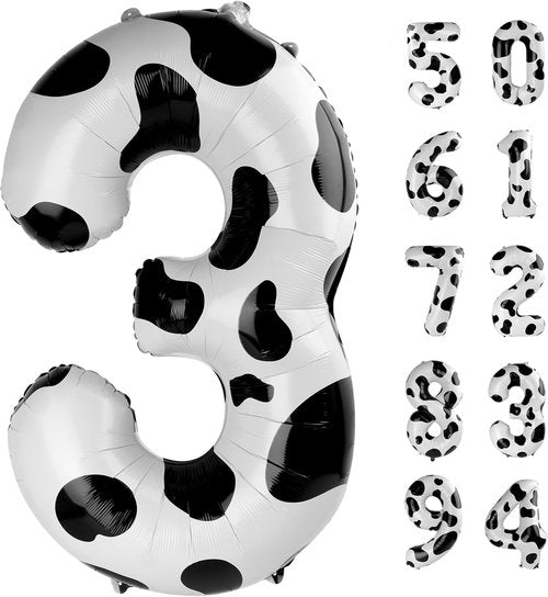 Cow Print Number 3 Balloon - 40 Inch Birthday Decoration for 3rd Year Old Party Supplies