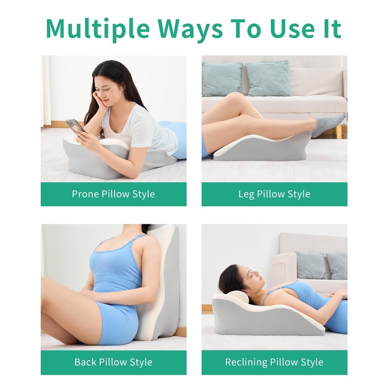 ZOOBLY Reading Pillow - Ergonomic Wedge Bed Pillow for Sitting Up, Multi-Scene Use, Easy to Clean, Ideal for Back Pain Relief & Relaxation, for Loved Ones (Black)