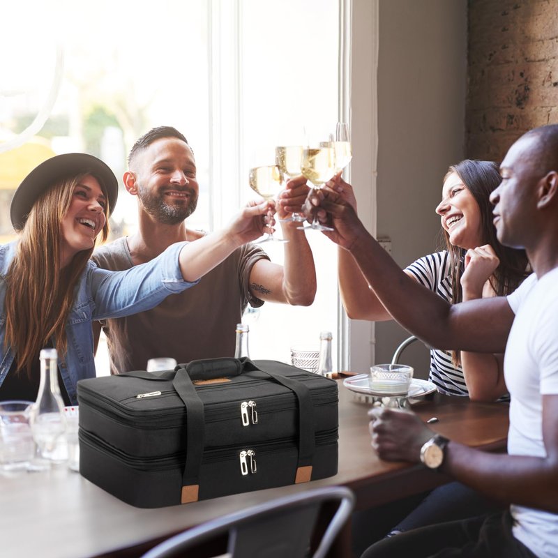Stack Store Plus More Black Insulated Casserole Carrier for Hot or Cold Food, Lasagna Holder for Picnic, Potluck, Cookout – Fits 9”x13” or 11”x15” Baking Dish – Thermal Tote
