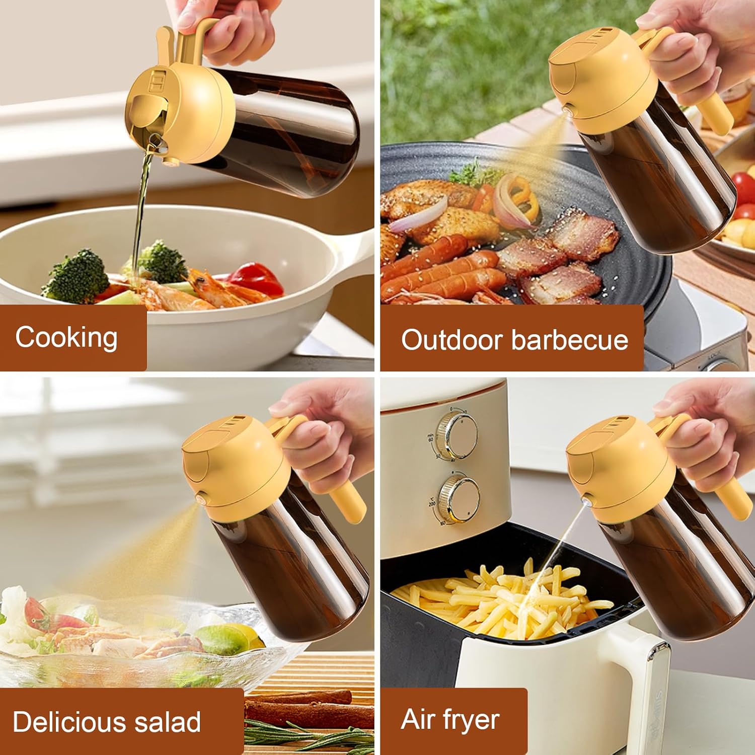YARRAMATE Light Blocking Oil Sprayer - 16oz Food-Grade Olive Oil Dispenser Bottle | Premium Dark Amber Glass for Kitchen & BBQ