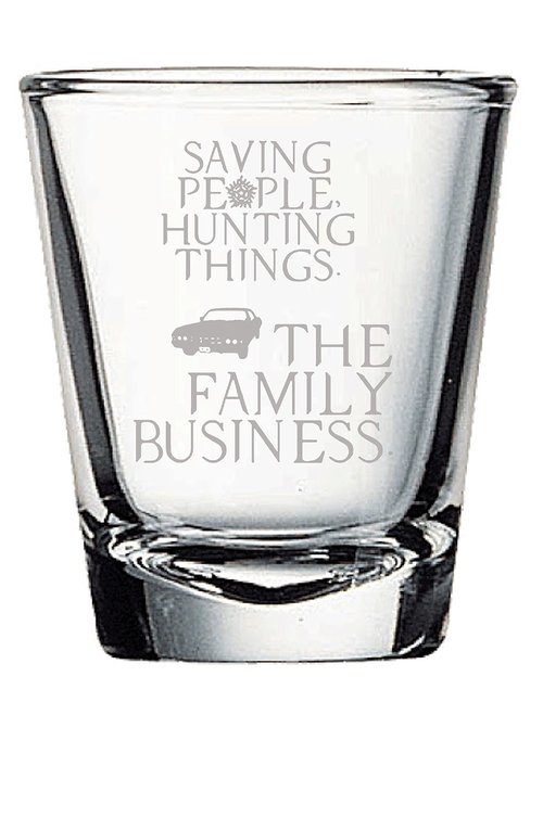 SPN Supernatural Shot Glass Set of Four: Supernatural Gifts Set Saving People Hunting Things, Stay Inside The Salt Ring, Dean's Baby, Anti-Possession Shot Glasses for Supernatura Fan, ENGRAVED 1.5oz.