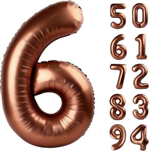 Coffee Brown Number 6 Balloon - 40 Inch Dark Brown Birthday Decoration for 6th Party