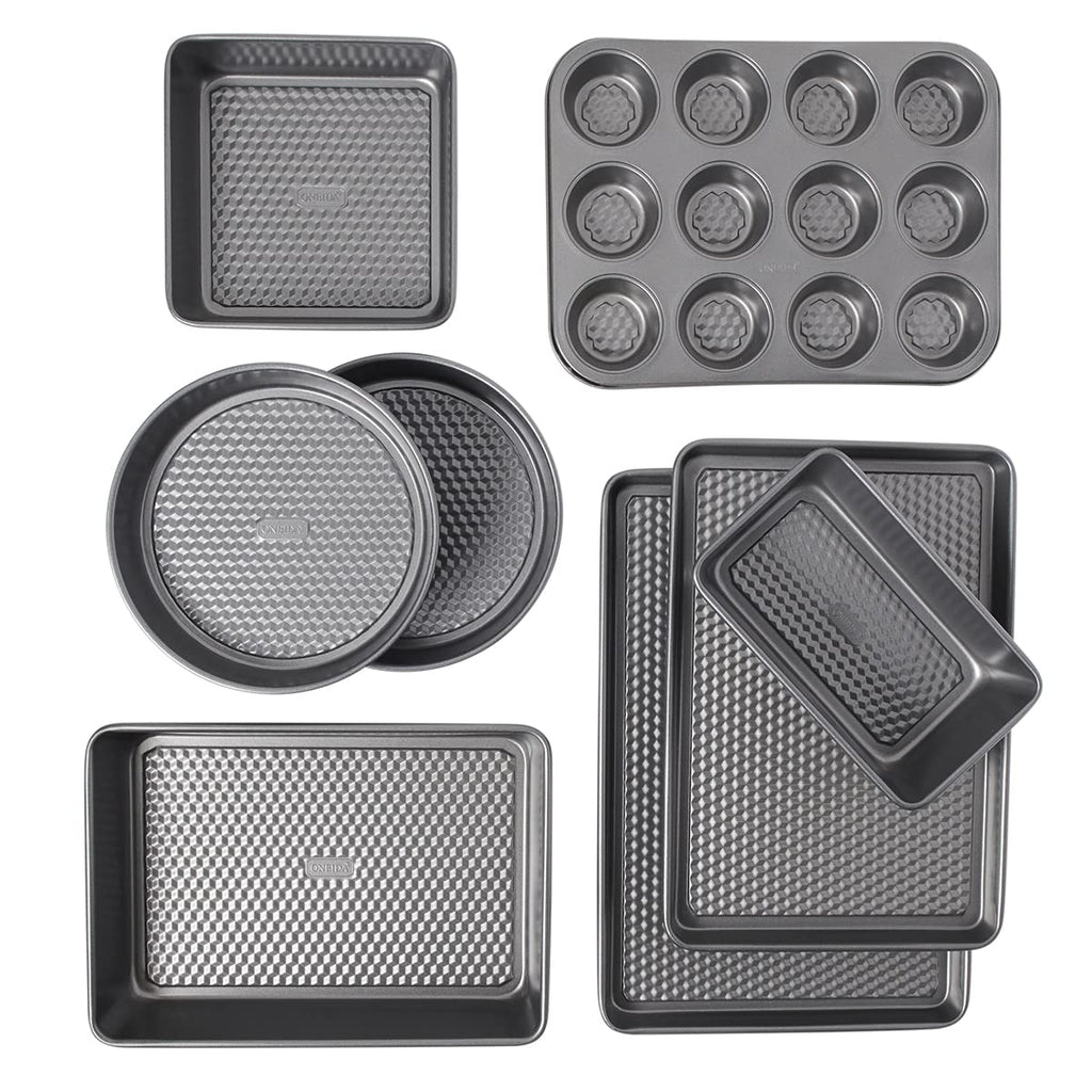 Oneida TEXPRO 8 Piece Nonstick Metal Bakeware Set, High-Performance & Dishwasher Safe,Silver
