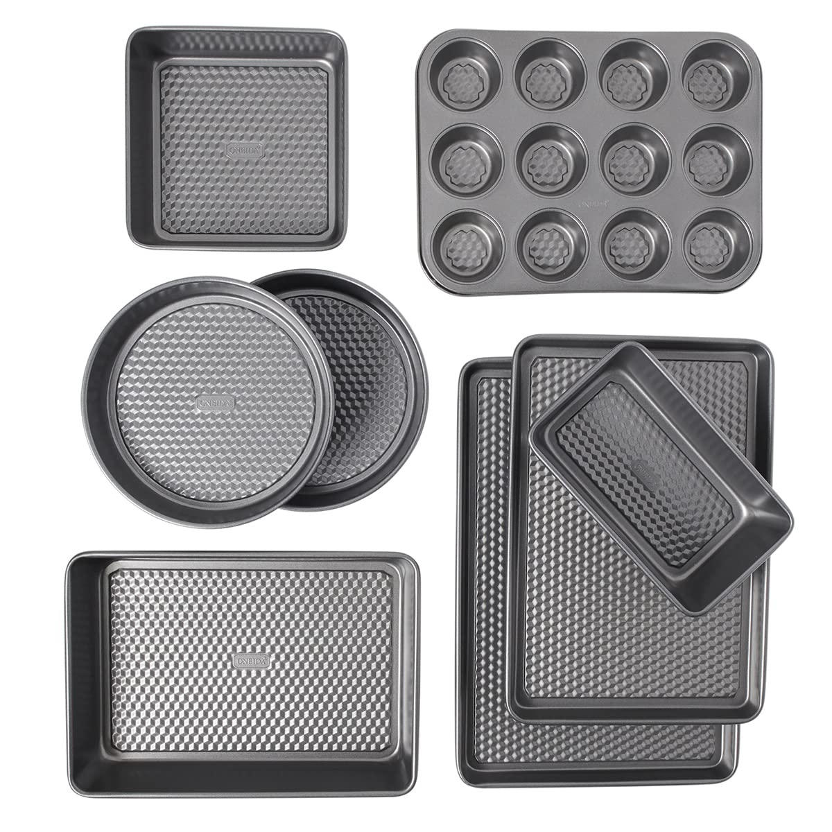 Oneida TEXPRO 8 Piece Nonstick Metal Bakeware Set, High-Performance & Dishwasher Safe,Silver