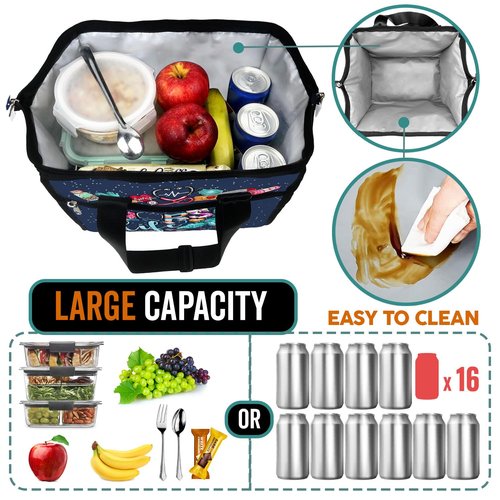 84hoods Large Lunch Box for Women. Insulated Lunch Bag for Work Office Travel Picnic with Adjustable Strap. Nurse Gift. Nurse Life.