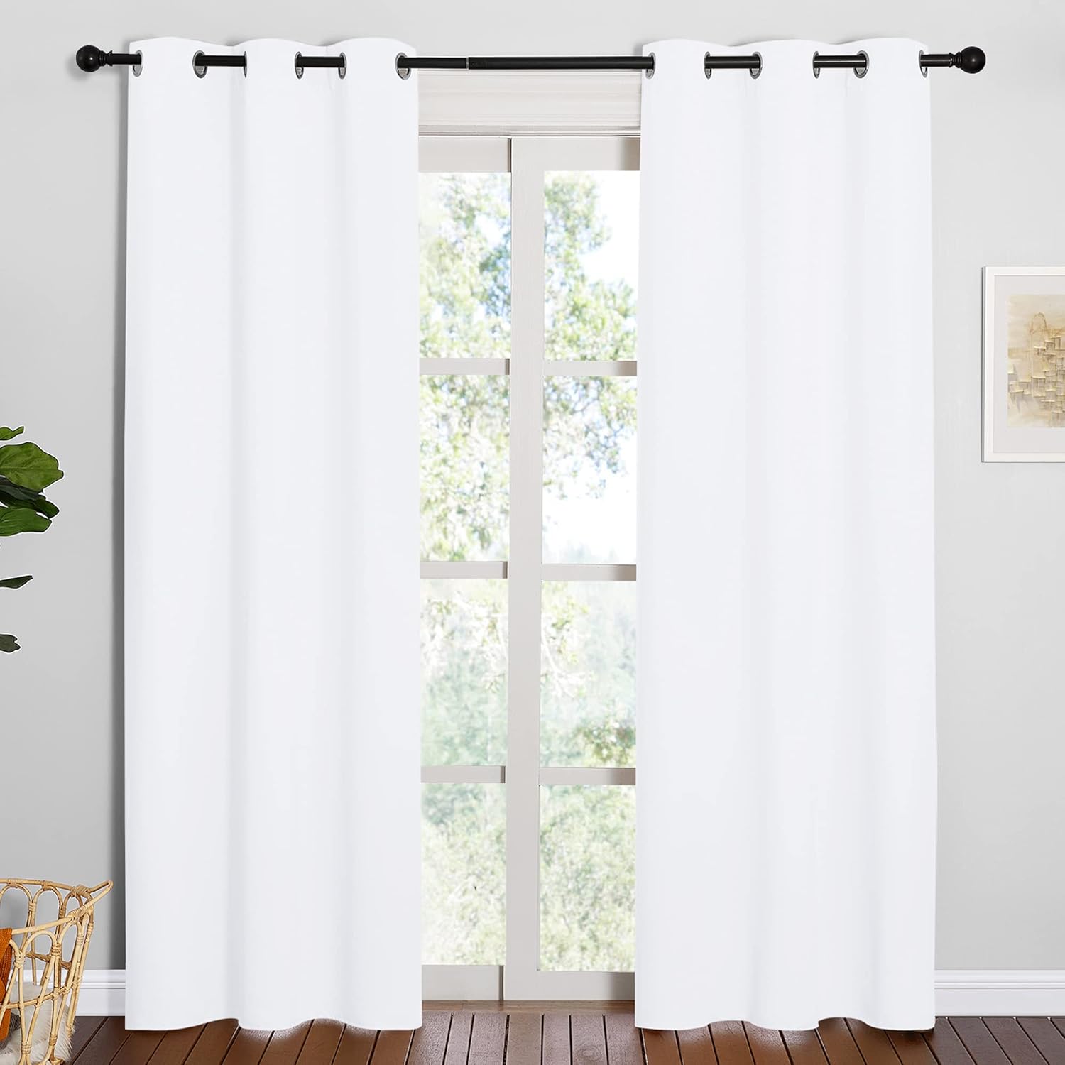 NICETOWN Curtain Set | 50% Light Reducing Drapes for Living Room & Patio Door - 2 Panels, 42"x84", Pure White