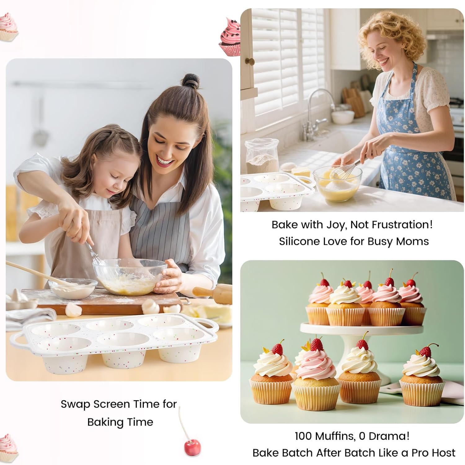 Silicone Jumbo Muffin Pan Set by [Brand Name] - Non-Stick, BPA-Free, Dishwasher Safe | 6 Cup with Metal Frame & Handles