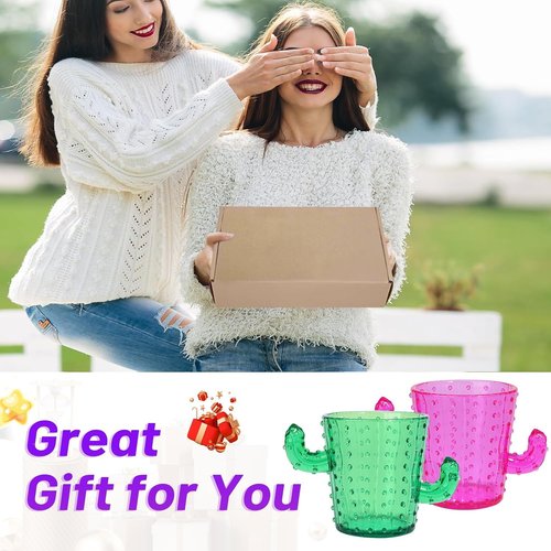 ZZYFGH Plastic Cactus Shot Glasses(Set of 24), 2 Oz Green Cute Cactus Tequila Glasses for Western, Bachelorette, Cinco de Mayo, Tequila, Fiesta Themed Party Supplies