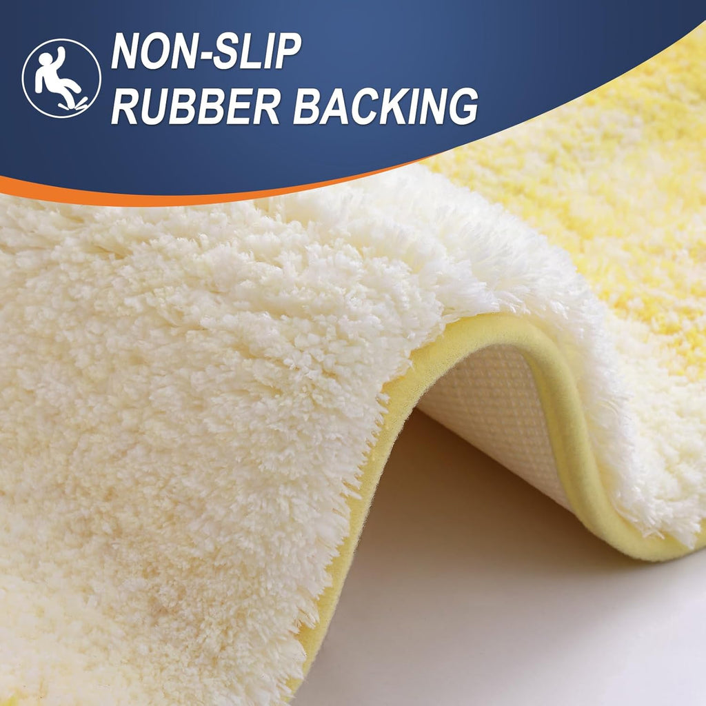 OLANLY Bathroom Rug Mat - Extra Soft Microfiber Bath Rug | Non-Slip Plush Shaggy 24x16 Yellow