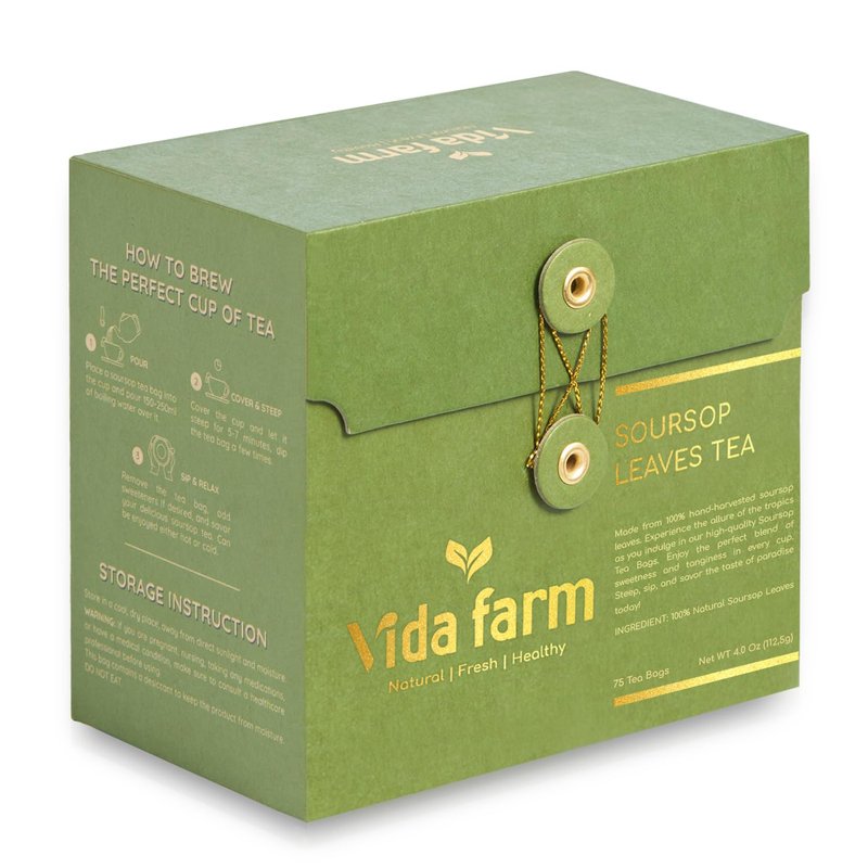 VIDA FARM 75 Soursop Tea Bags, 100% Natural Soursop Leaves Tea Bags, Pleasant Taste, Natural Flavor, Caffeine Free, Dried Graviola Leaves Tea, Guanabana Herbal Tea