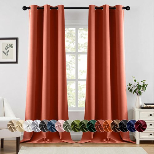 MIULEE Burnt Orange Blackout Curtains - 90-Inch Thermal Insulated Drapes for Noise Reduction | 2 Panels