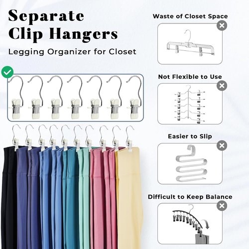 HOUSE DAY Legging & Yoga Pants Hangers - 20 Pack Space-Saving Clips for Closet Organization | Ivory