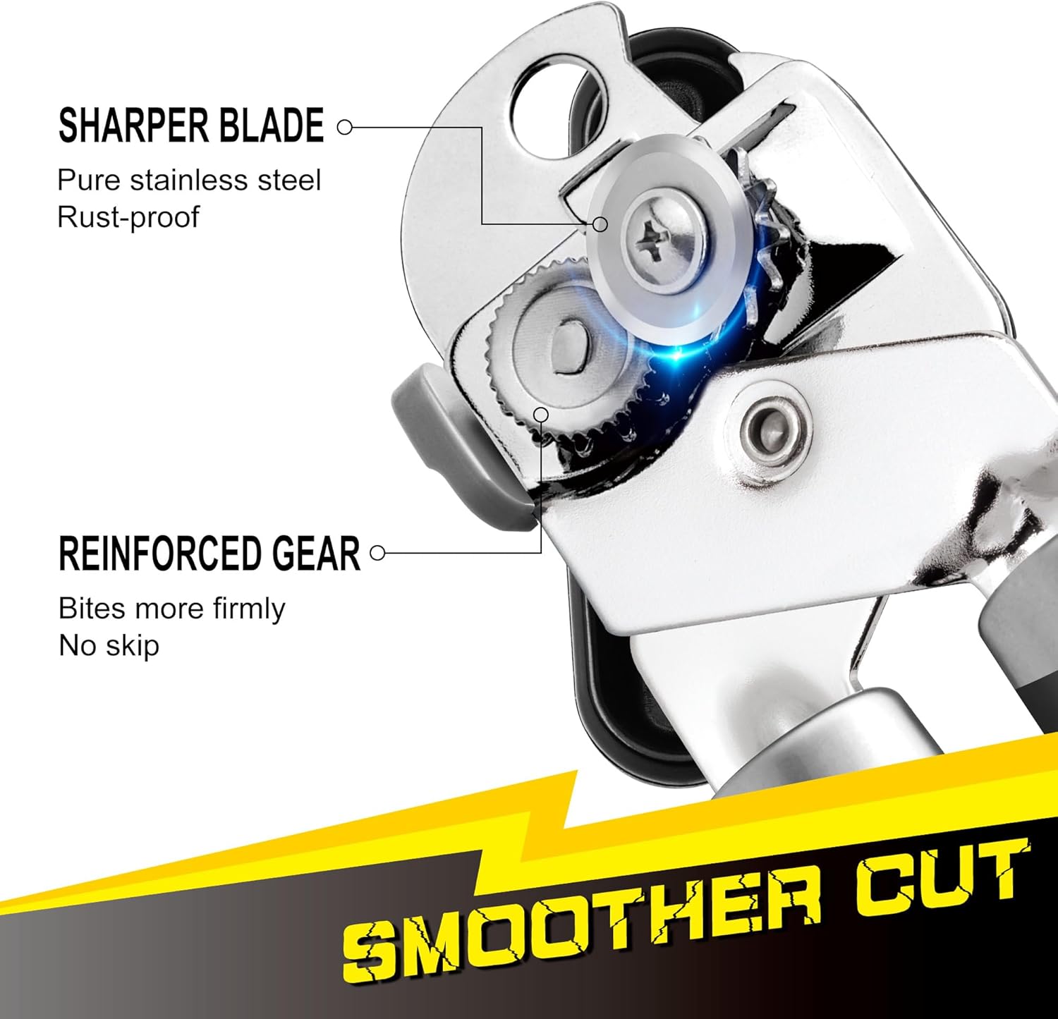 PrinChef Manual Can Opener - Smooth Edge Design with Reinforced Gear & Magnet | Comfortable Grip for Seniors