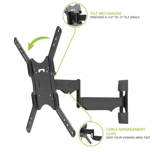 Kanto M200 Full Motion TV Wall Mount for 26" - 50" TVs | Articulating Arm with 18.6" of Extension | Up to 180° Swivel and 14° of Tilt | 4" Offset | VESA Compatible TV Bracket | Heavy-Duty Steel