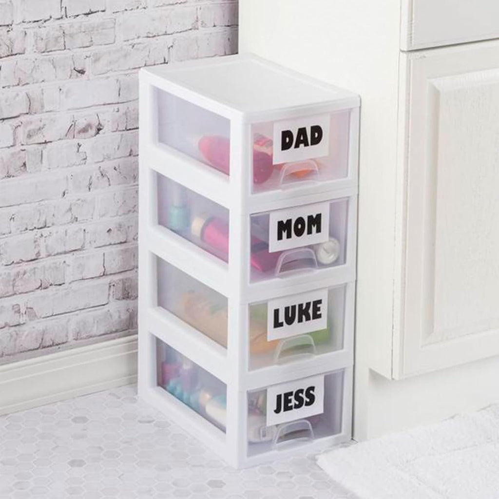 Sterilite 6-Pack Stacking Drawers - Clear Storage Organizers with White Frame for Clothes, Accessories & More