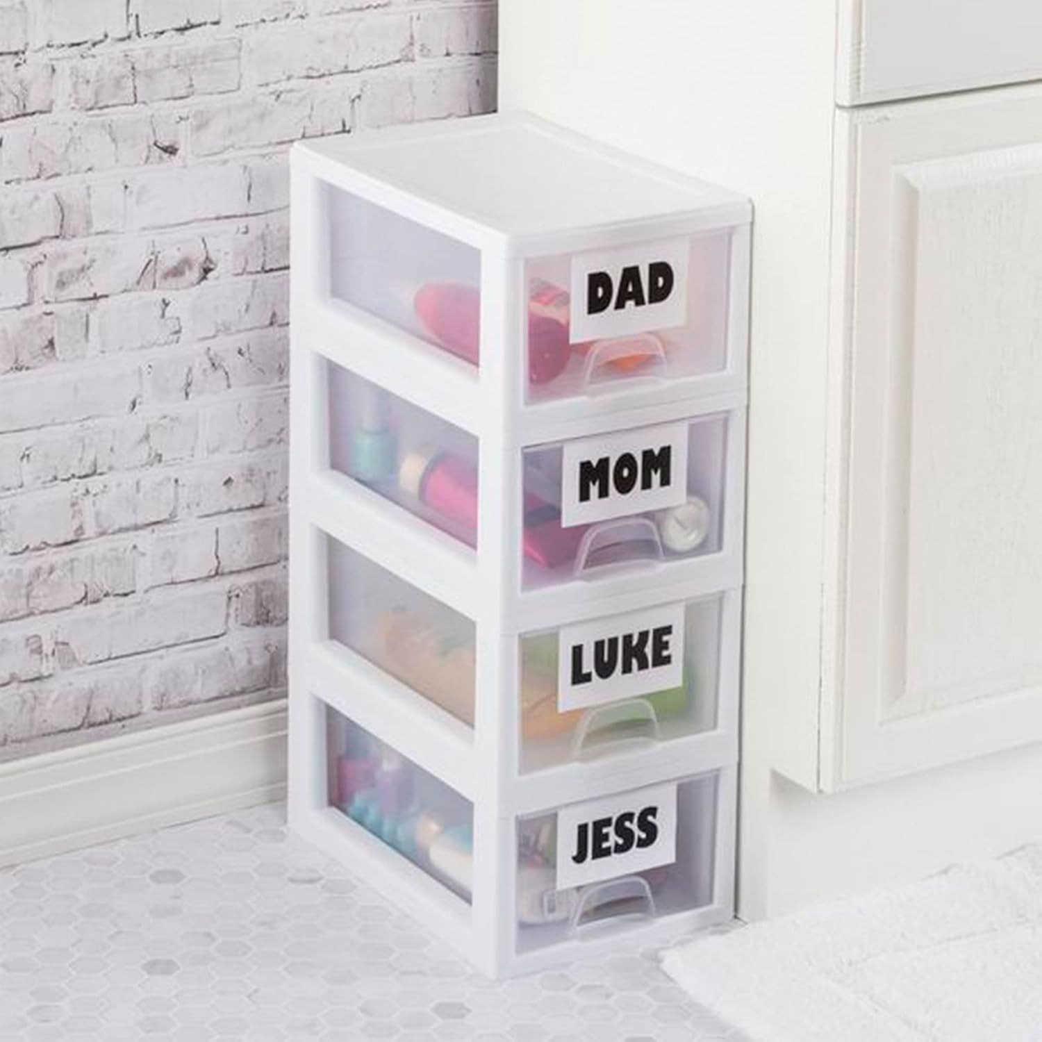 Sterilite 6-Pack Stacking Drawers - Clear Storage Organizers with White Frame for Clothes, Accessories & More
