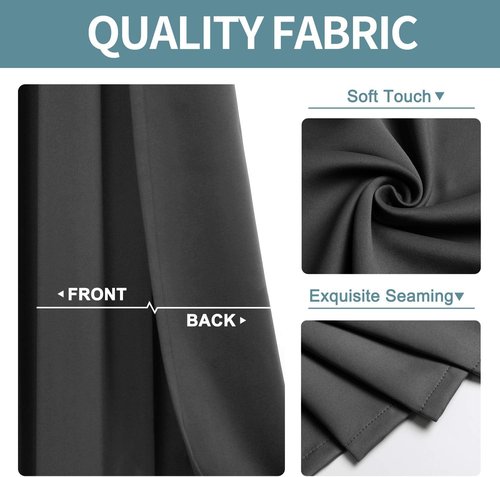 ChrisDowa Blackout Curtains - 80-Inch Long Thermal Insulated Grommet Panels | Dark Grey, Set of 2
