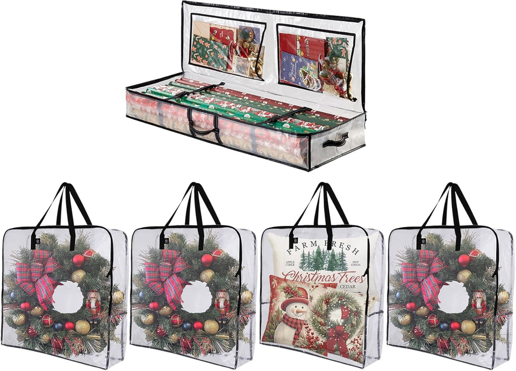 VENO Wrapping Paper Storage Bag - 5 Pack for Christmas Wreaths | Durable & Versatile Design