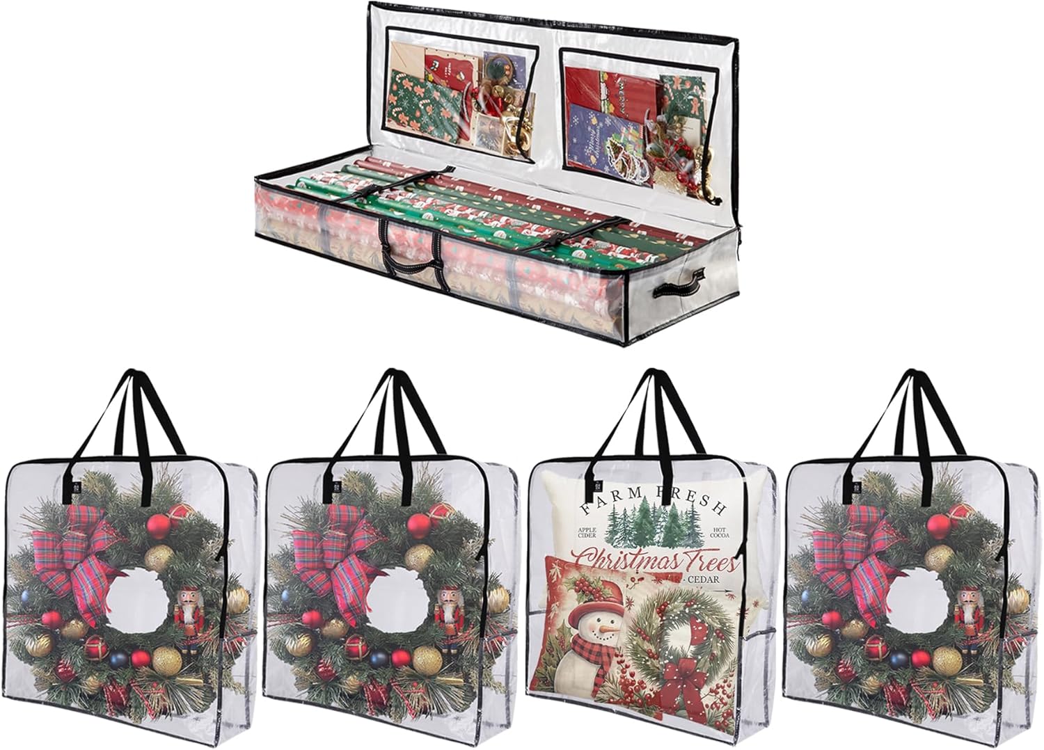 VENO Wrapping Paper Storage Bag - 5 Pack for Christmas Wreaths | Durable & Versatile Design