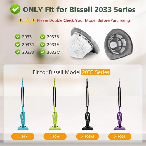 Bissell 2033 Replacement Filter - 6 Pack Mesh & Foam Filters for Featherweight Vacuum Cleaner