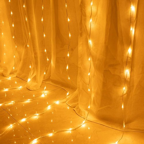 AWQ 300 LED Window Curtain String Lights - 8 Modes for Indoor/Outdoor Decor | 6.6ft x 9.8ft Warm White