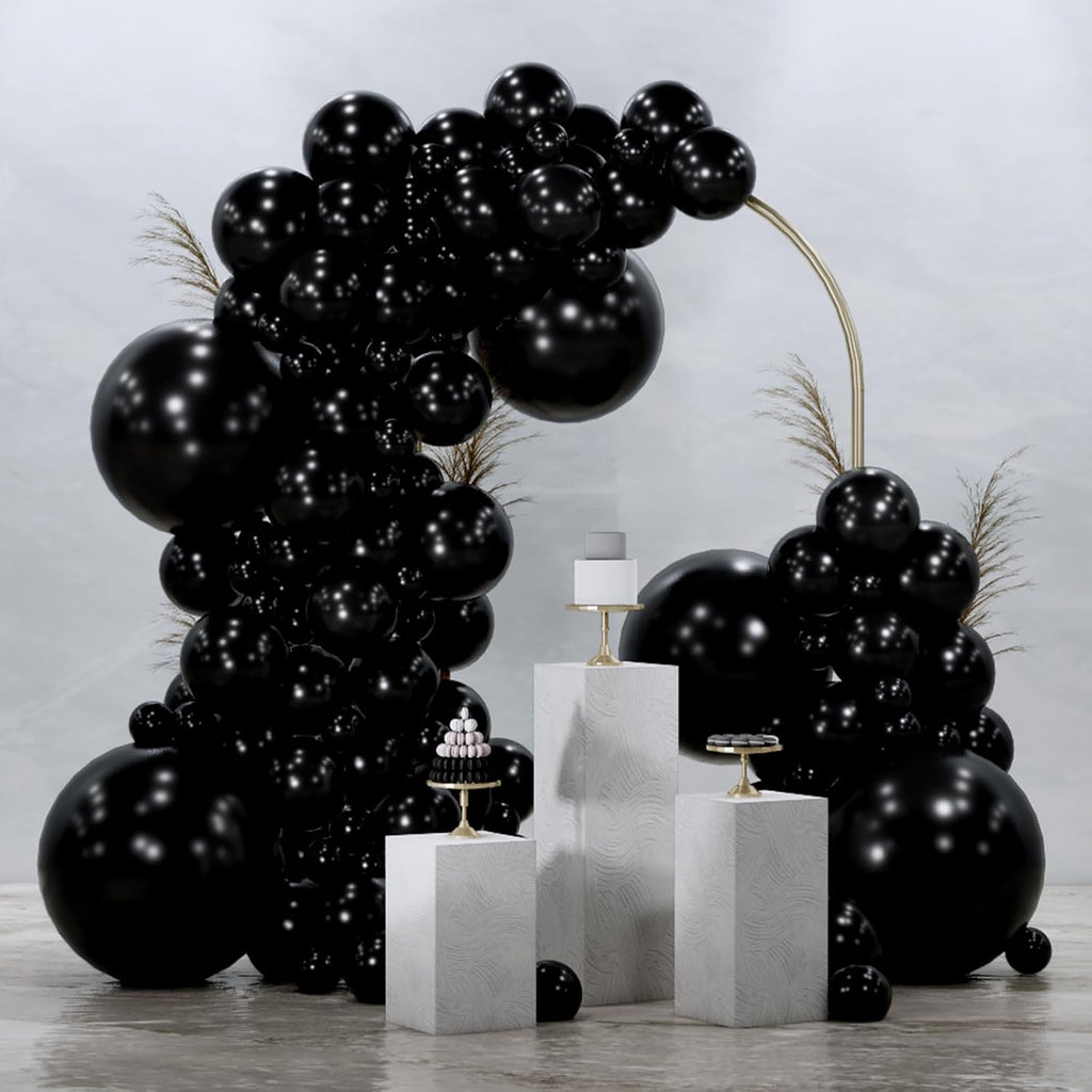 PartyWoo Black Balloons - 145-Piece Arch Kit with Various Sizes for Baby Showers, Birthdays & Anniversaries