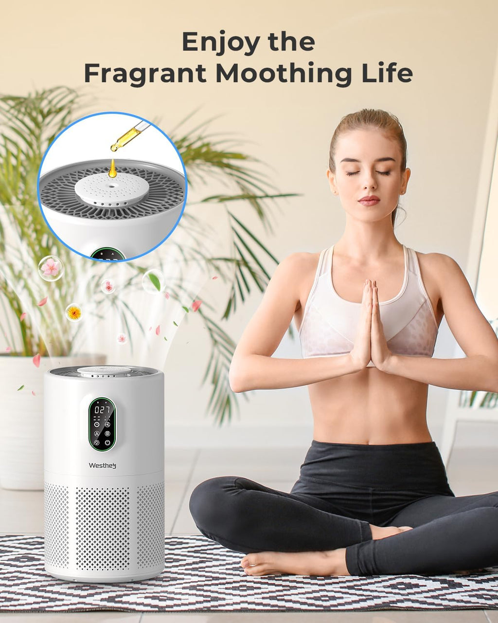 WESTHEY H13 True HEPA Air Purifier - Large Room Coverage Up to 1650 ft² | Night Light & Air Quality Monitor