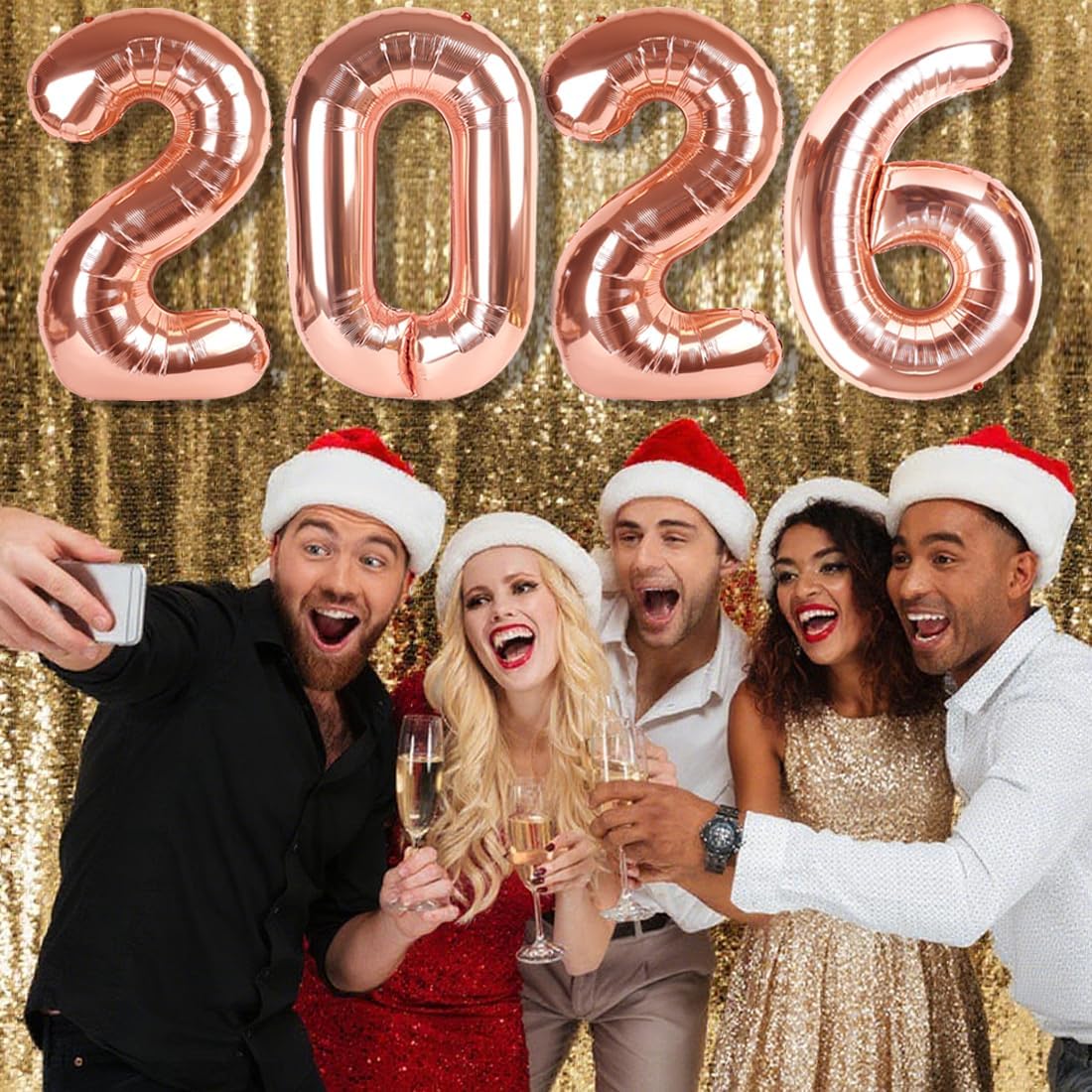 2026 Numbers Rose Gold Balloon - 40 Inch New Year’s Eve Party Decoration | Graduation & Birthday Celebration
