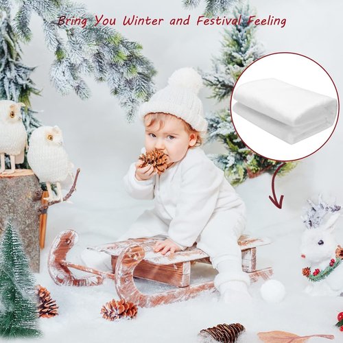 CFOFT Faux Snow Blanket - Thick White Soft Snow Roll for Christmas Village | 3 x 8 FT Size