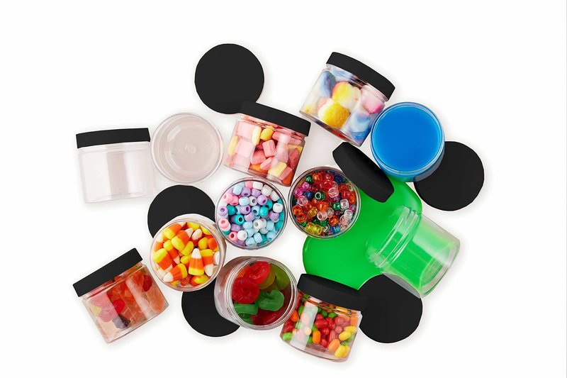 Healthy Packers® Small Plastic Jars with Lids 4 oz, 12-Pack - Clear Plastic Jars with Screw-On Tops for Slime, Crafts, Body Butter, Sugar Scrubs, Cosmetic Storage, Small Containers with Lids (Black)