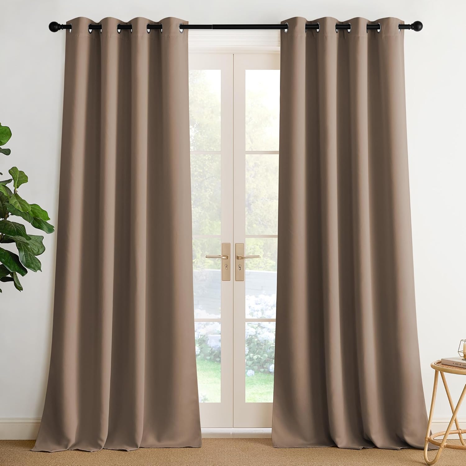 NICETOWN Cappuccino Grommet Drapes - Thermal Insulated Window Treatments | Heavy-Duty, 2 Panels, W52 x L95