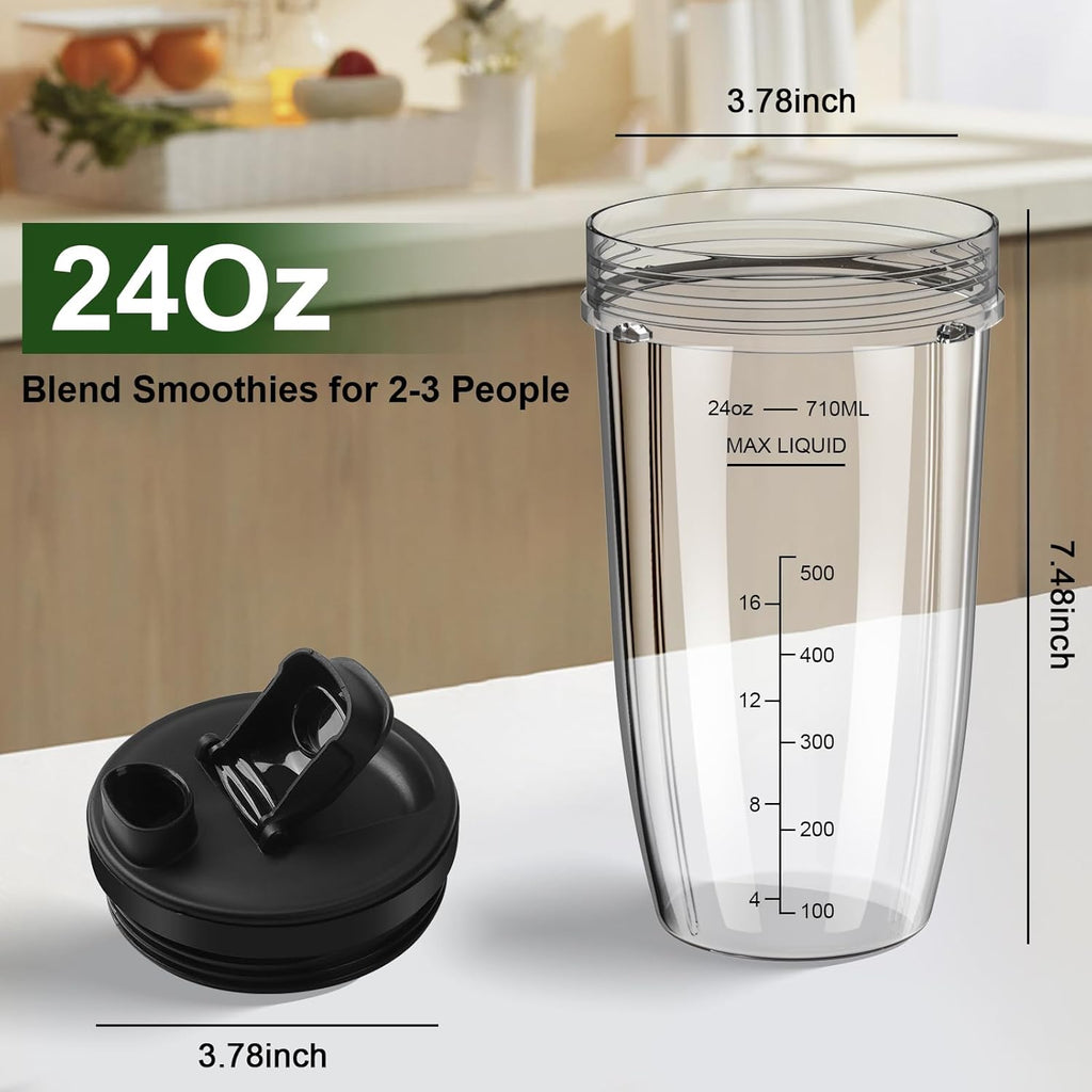 Ninja Blender Cups - 24oz Replacement Cups with To-Go Lids | Compatible with Multiple Ninja Models (3 Pack)