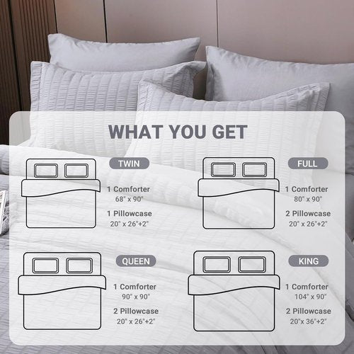 HYMOKEGE Queen Comforter Set - Lightweight 3-Piece Bedding for All Seasons | Soft Down Alternative in Light Grey