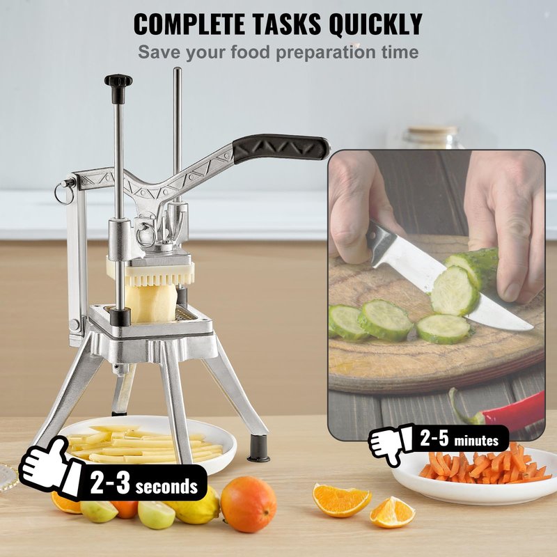 VEVOR Commercial Vegetable Fruit Chopper 3/8″ Blade Professional Food Dicer Kattex French Fry Cutter Onion Slicer Stainless Steel for Tomato Peppers Potato Mushroom Upgrade Style 3/8"