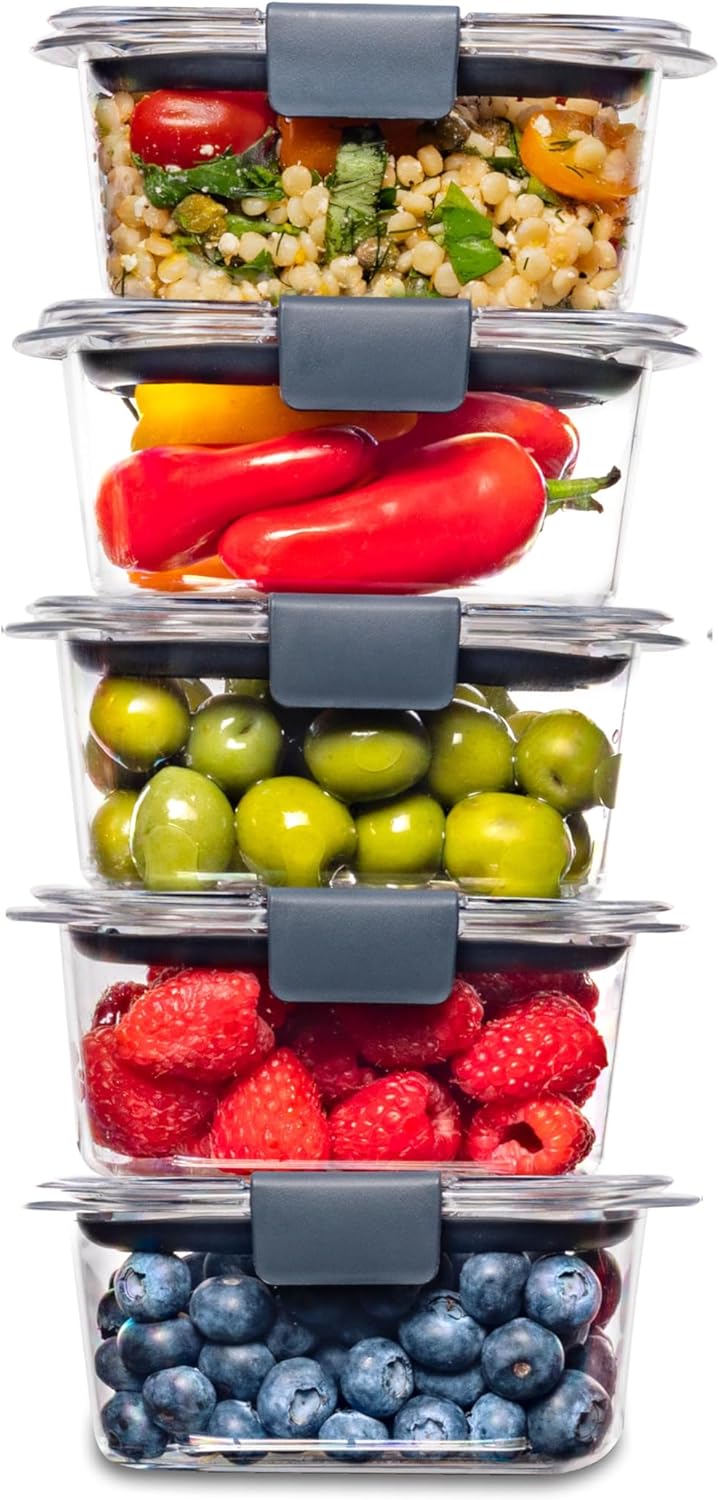 Rubbermaid Brilliance Food Storage Containers Set - BPA Free, Includes 2 (9.6 Cup) & 5 (1.3 Cup)